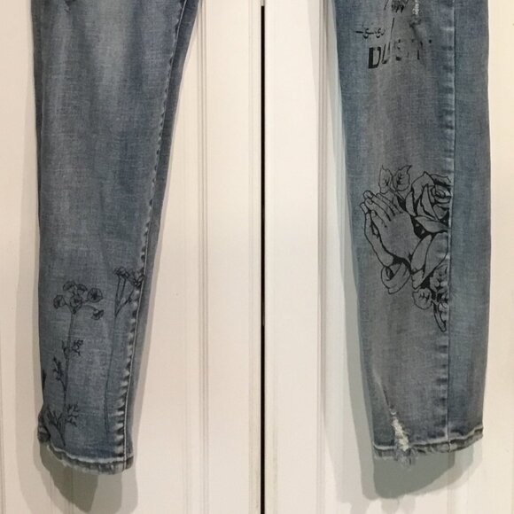 Profound Aesthetic Jeans 36W Hand Art Skinny Jeans - Picture 7 of 7